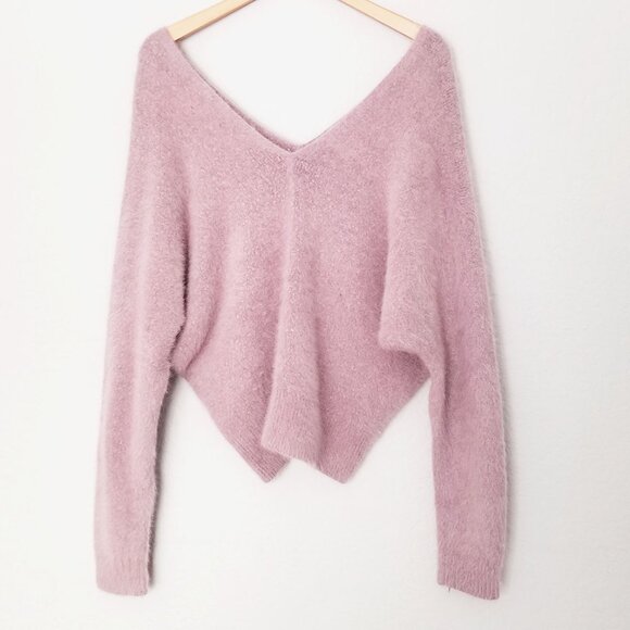 Sage The Label Dusty Lilac Angora Oversized V Neck Sweater Fairy Romantic XS - Picture 4 of 15